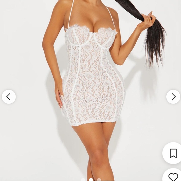 White Lace Bodycon Dress - Picture 4 of 6